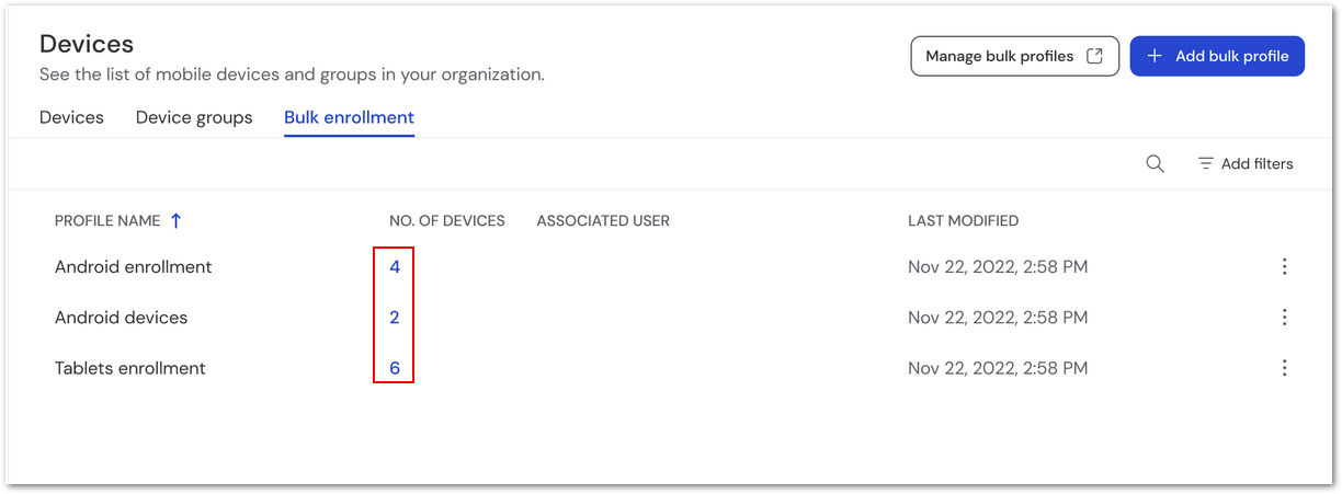 access bulk profile devices